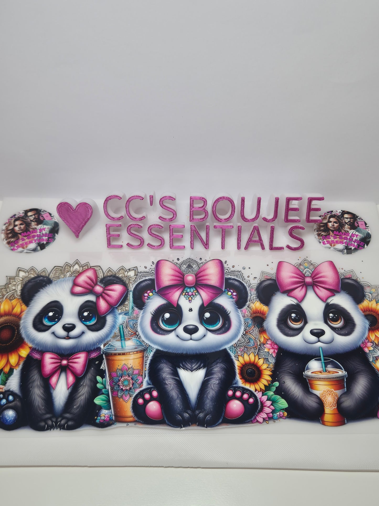 3 PANDAS WITH PINK BOWS #WRAP