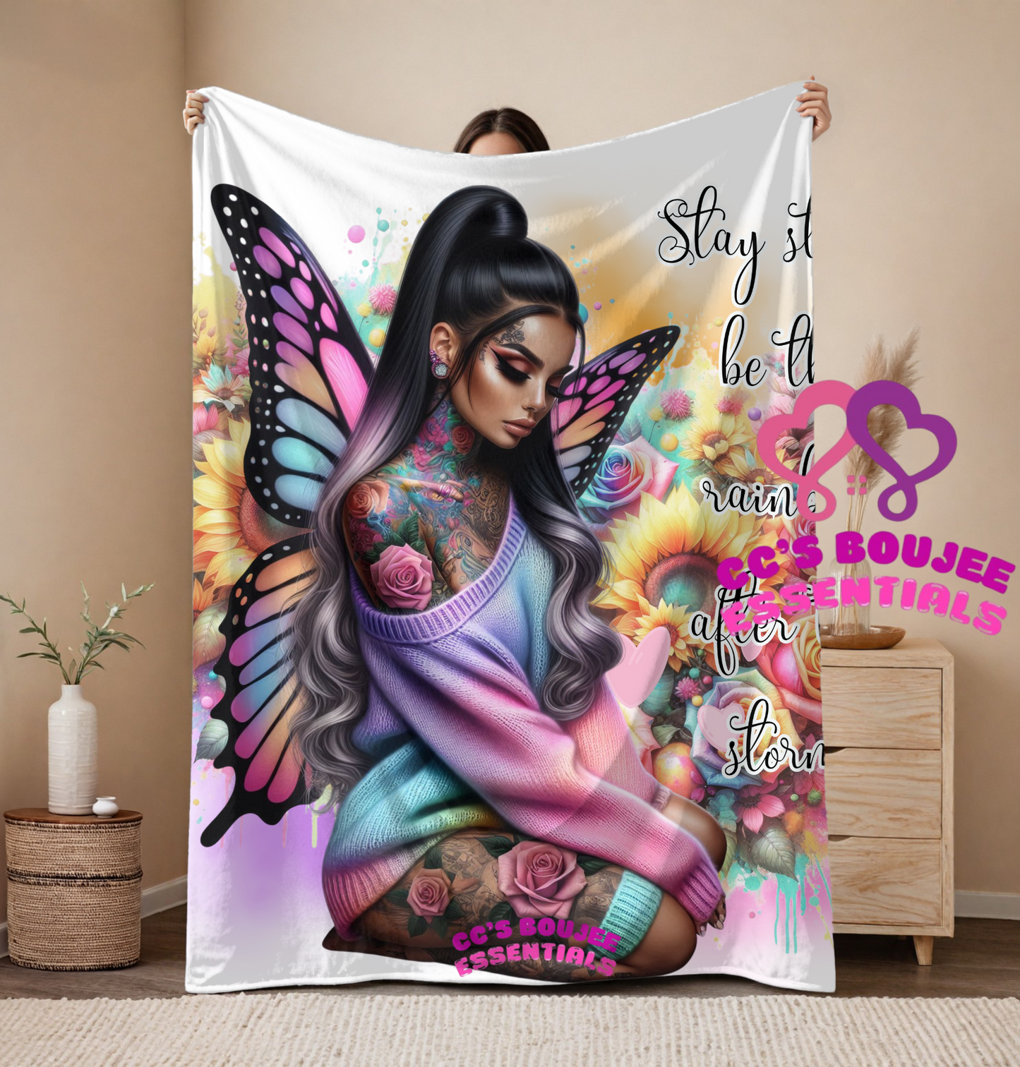 STAY STRONG BE THE RAINBOW AFTER THE STORM BLANKET