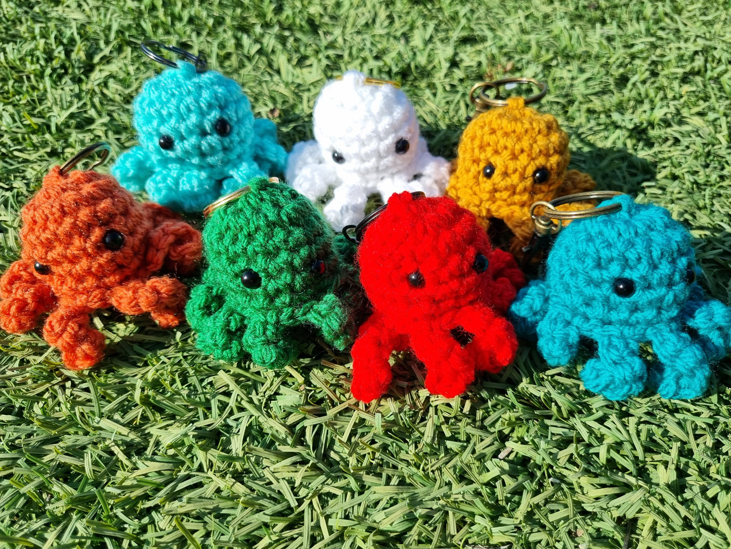 Crochet octopus keychains