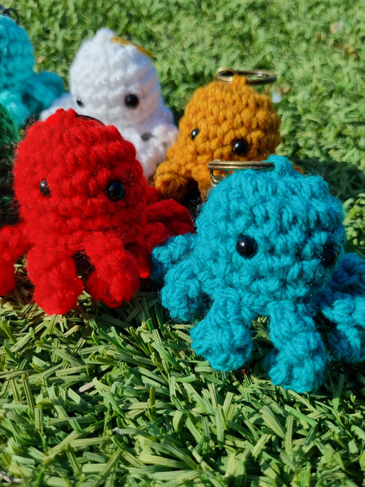 Crochet octopus keychains