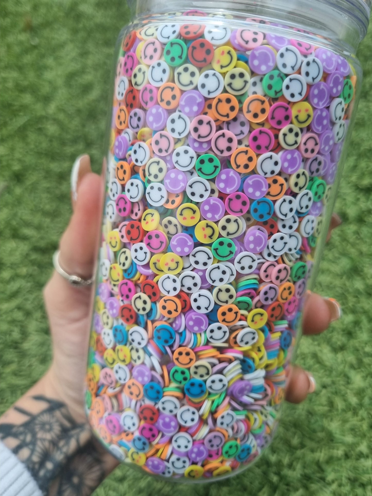 Smiley face clay acrylic Tumbler