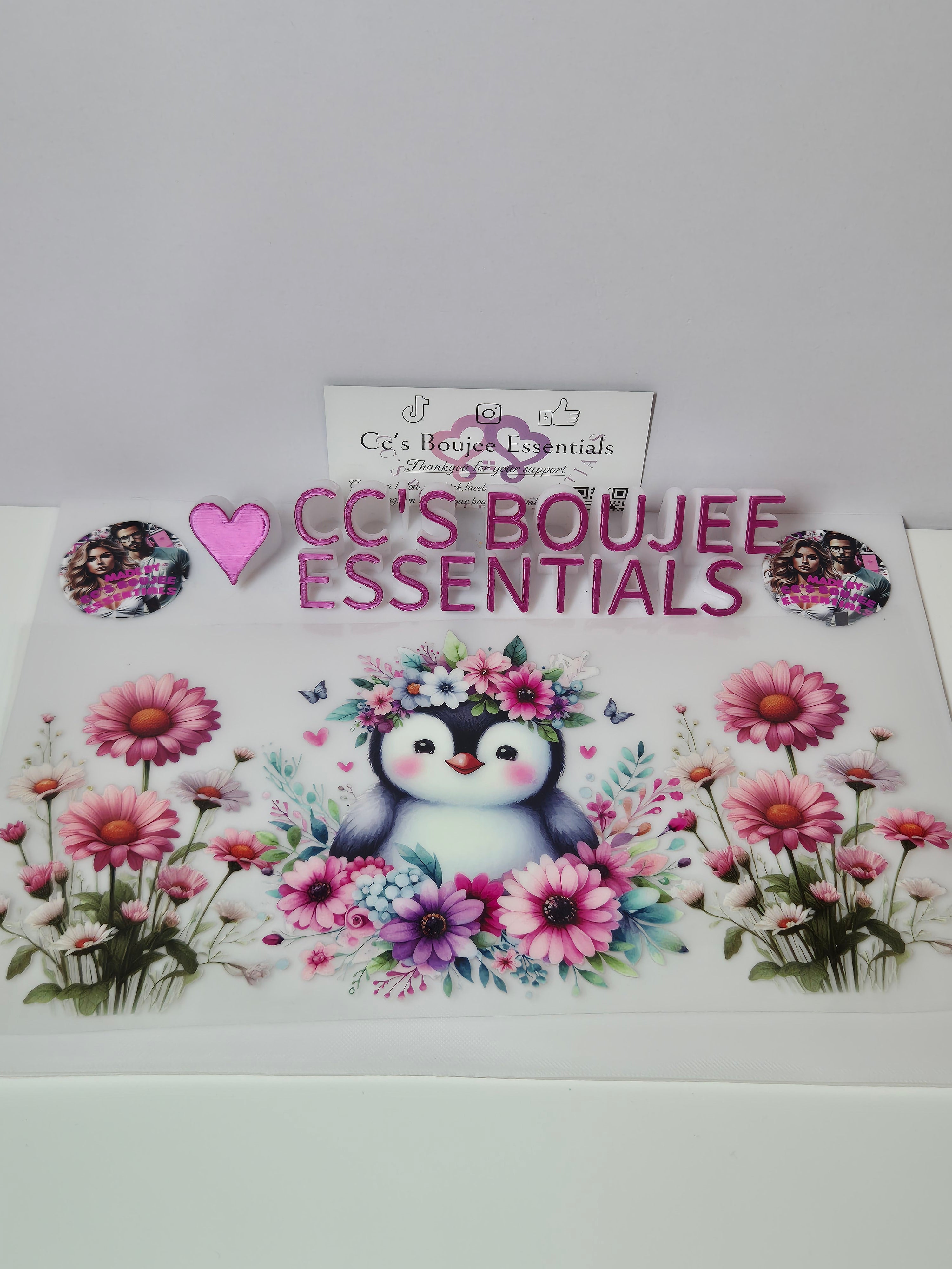 PENGUIN WITH FLOWER HEADBAND #WRAP