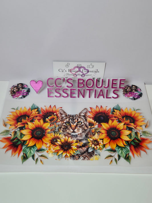 TABBY CAT IN SUNFLOWERS #WRAP