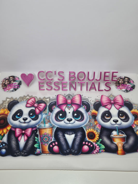 3 PANDAS WITH PINK BOWS #WRAP