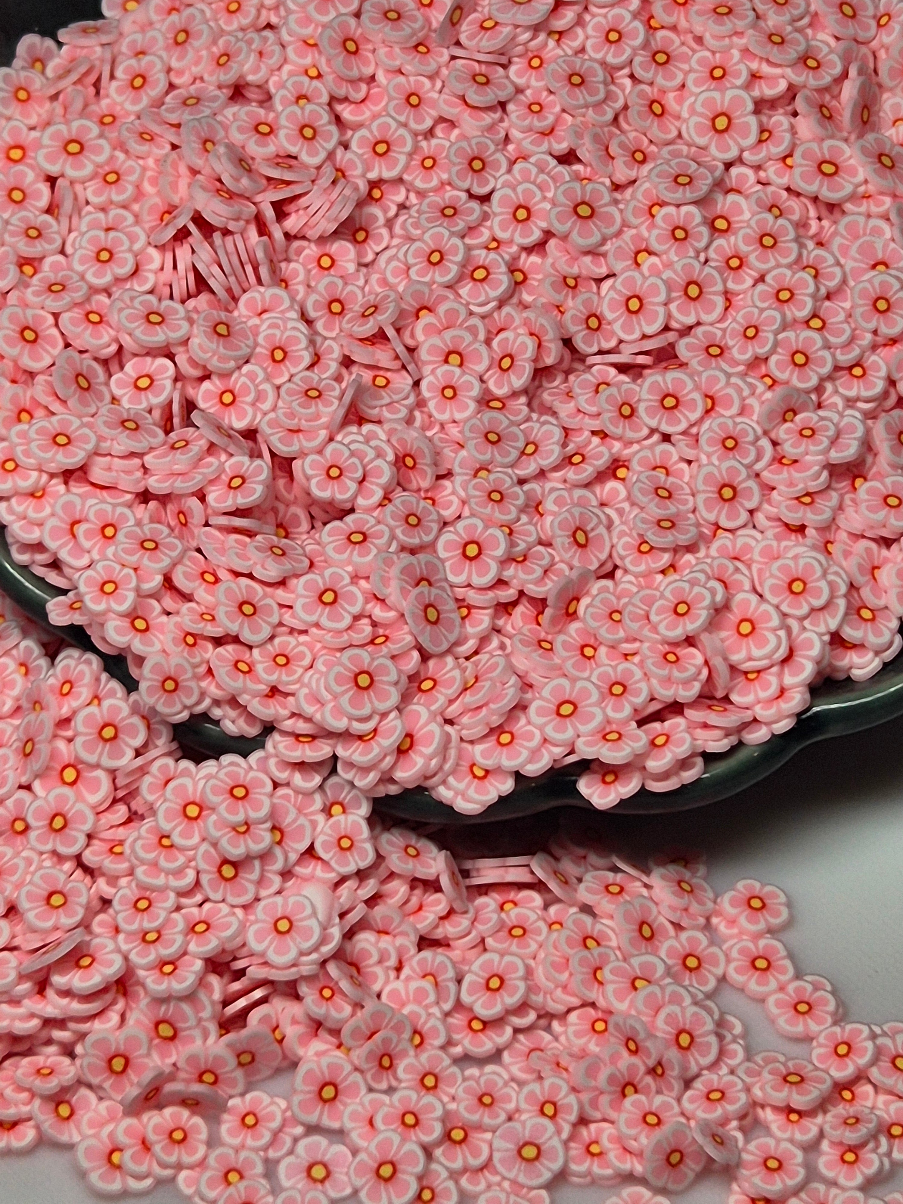 CLAY PIECES PINK FLOWERS