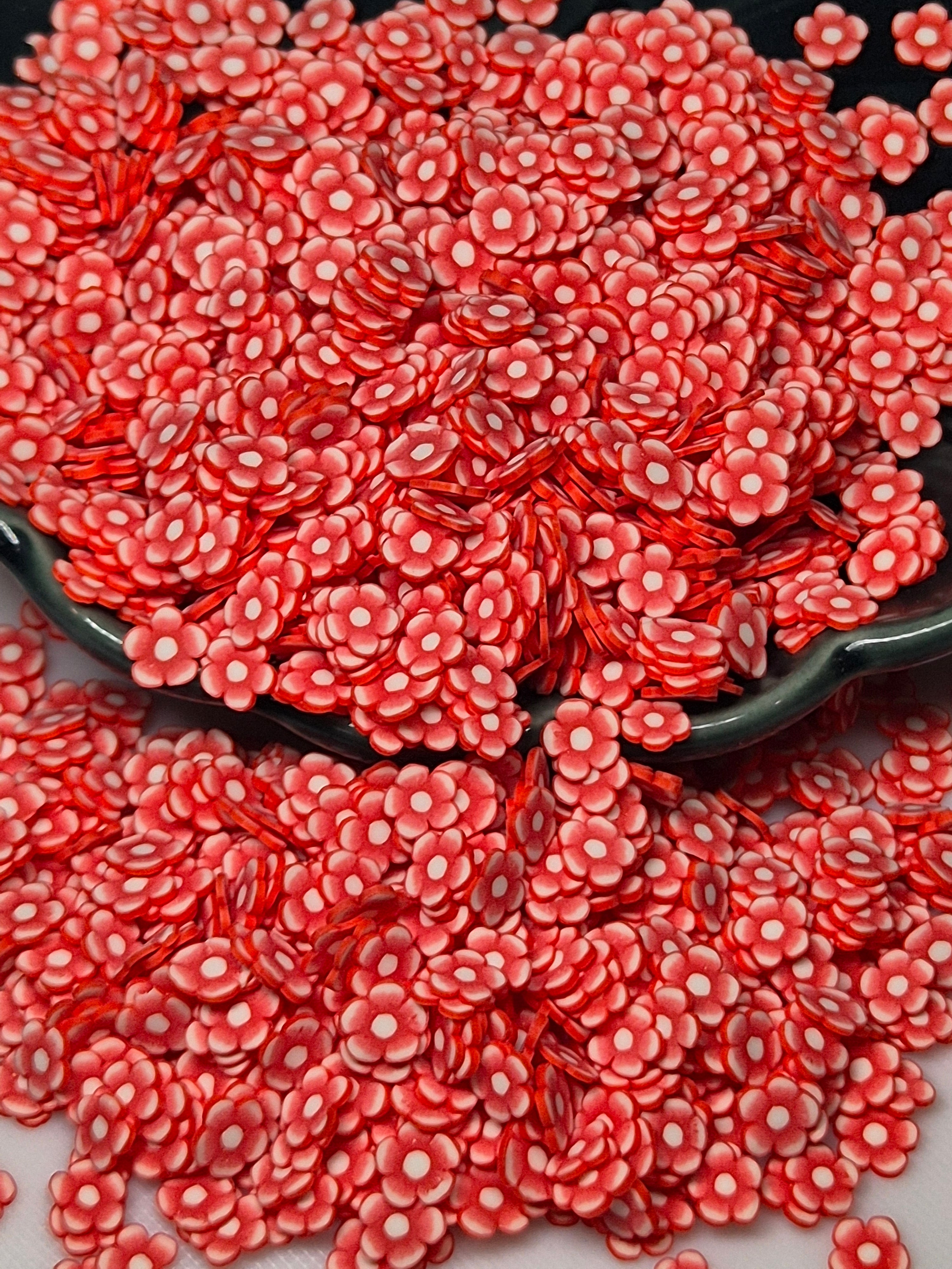 CLAY PIECES RED FLOWERS