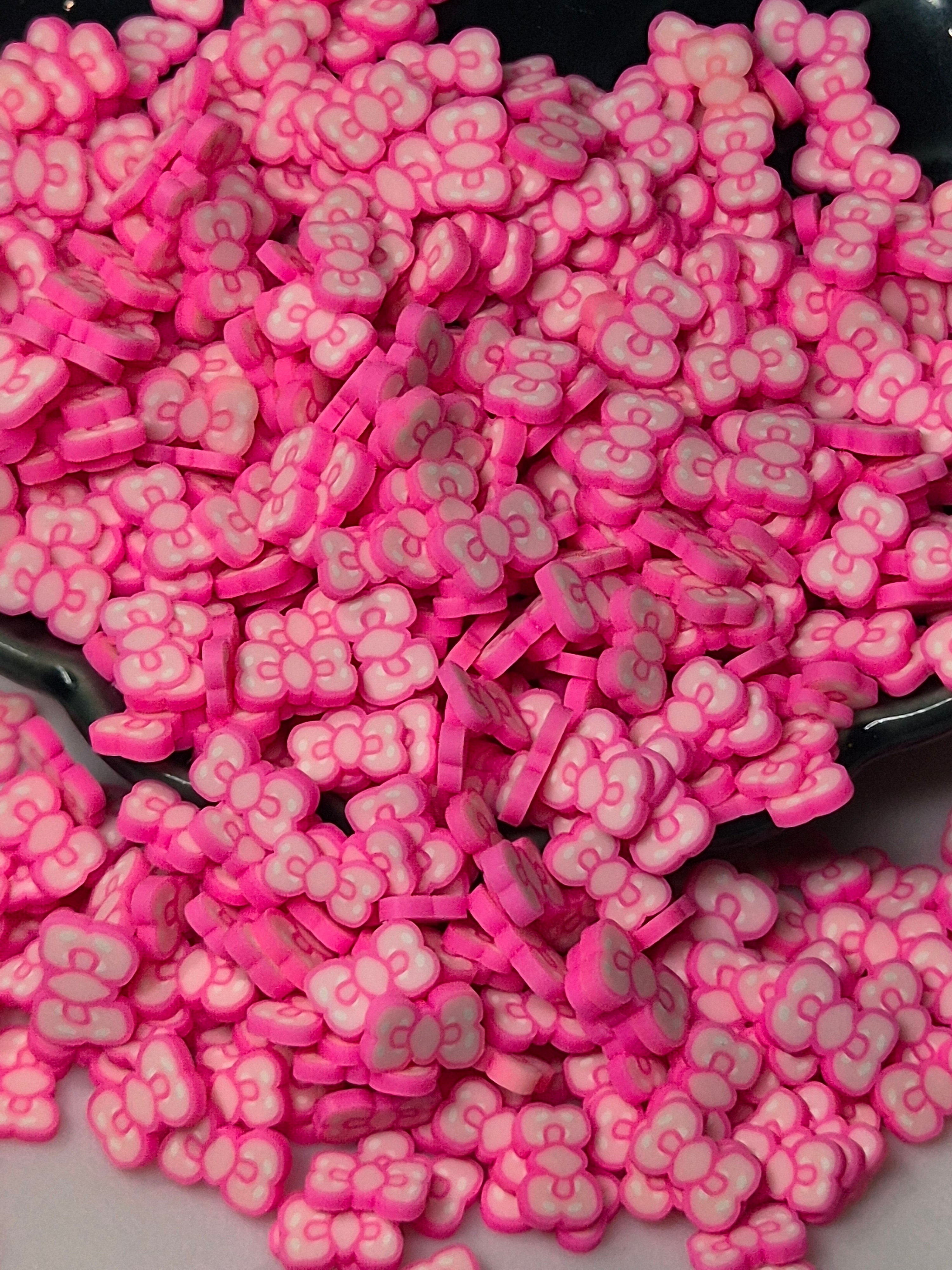 CLAY PIECES PINK BOWS