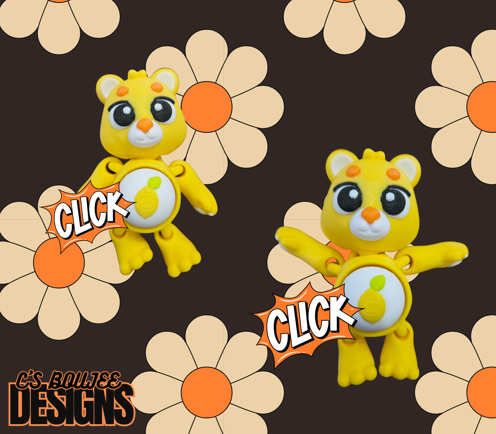 YELLOW BEAR CLICKER 3D PRINT