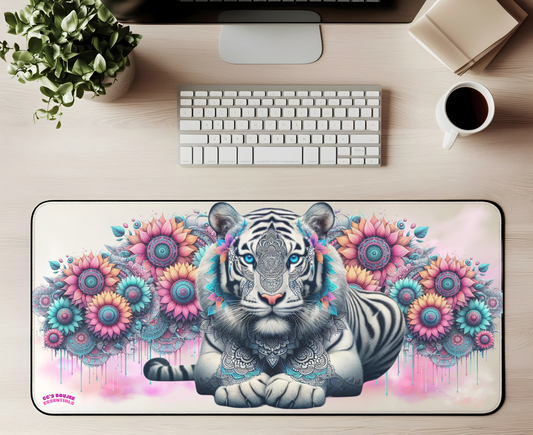 WHITE TIGER DESK MAT
