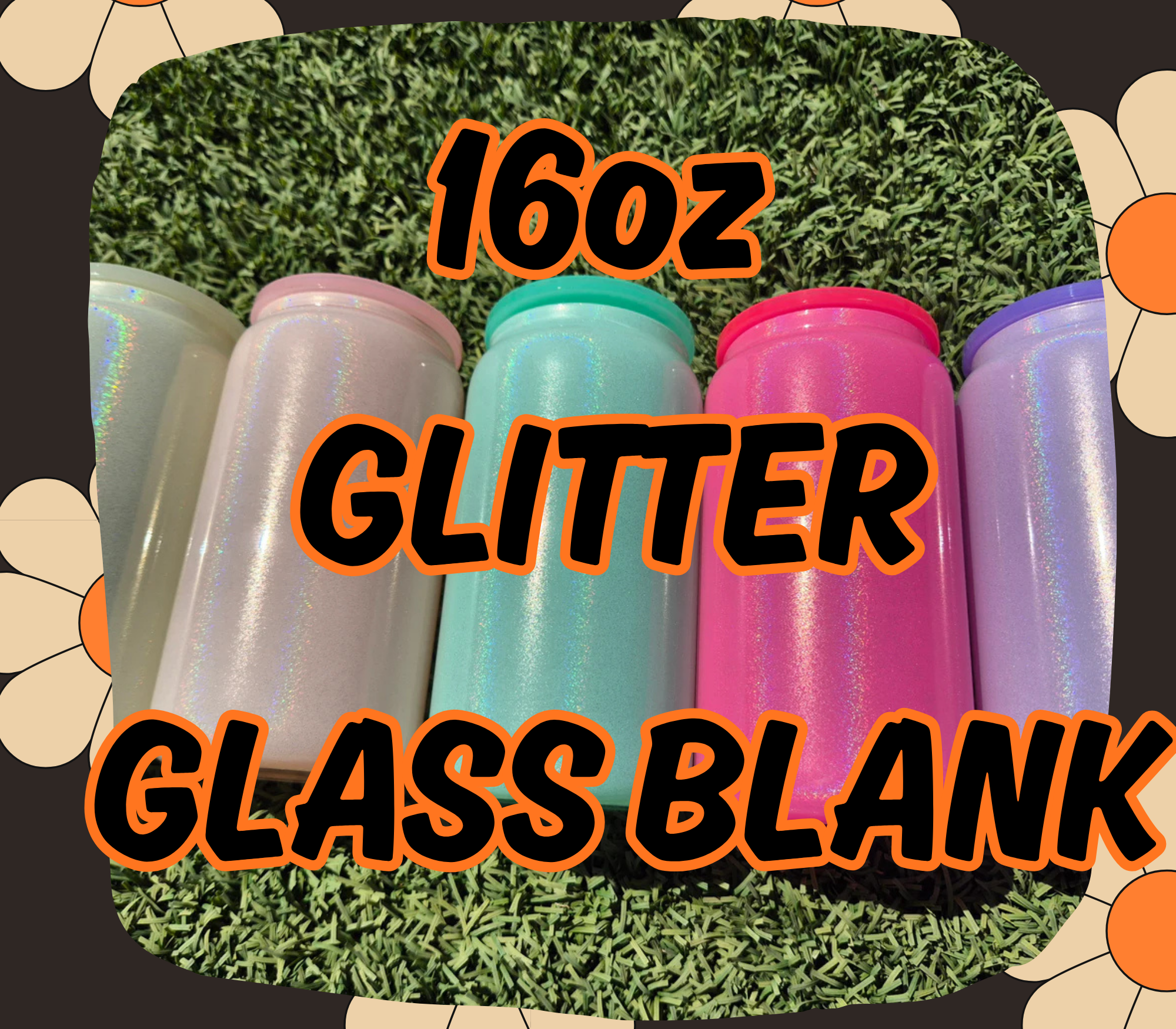 16oz GLITTER GLASS BLANK