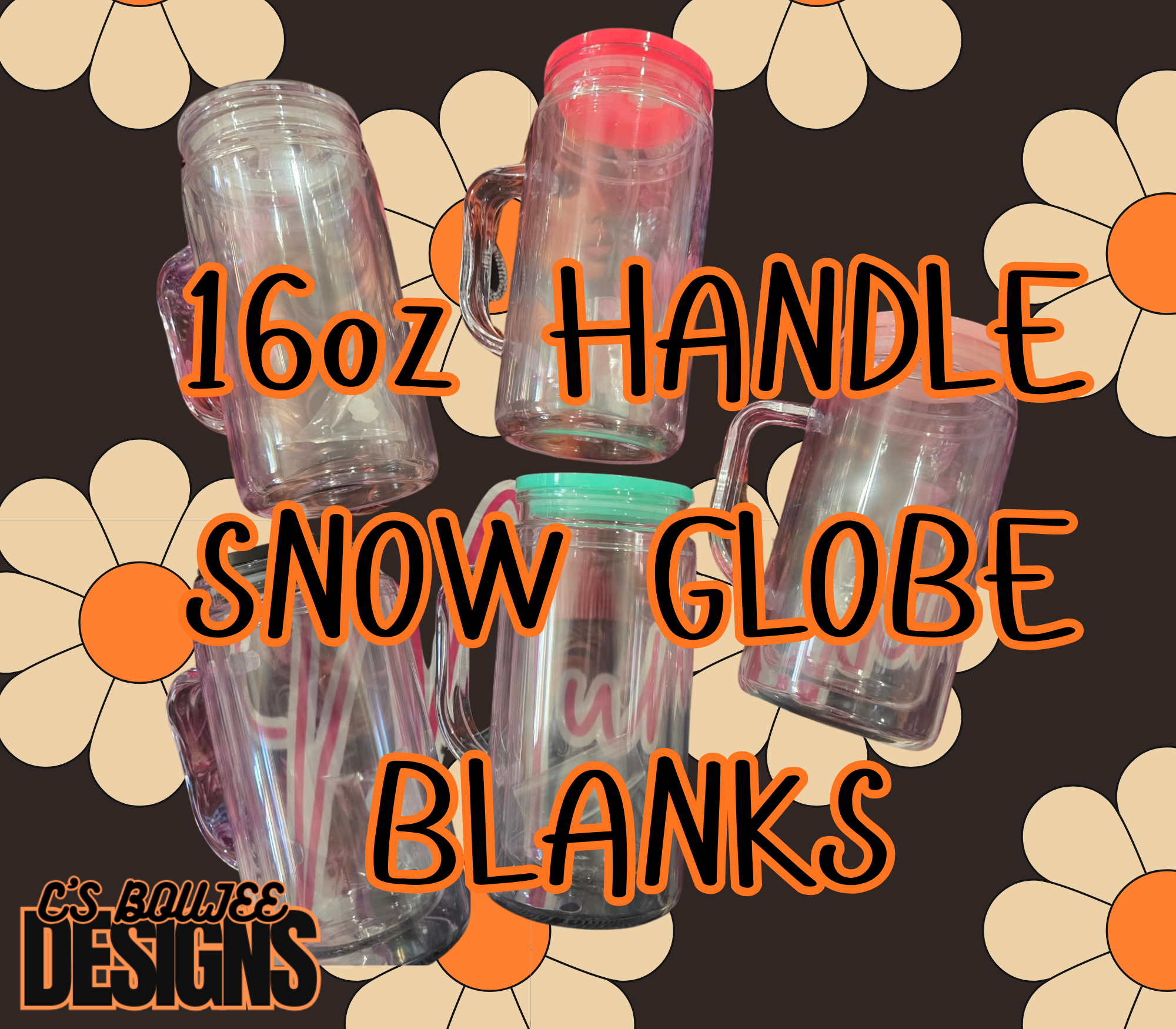 16OZ HANDLE ACRYLIC SNOW GLOBE BLANK