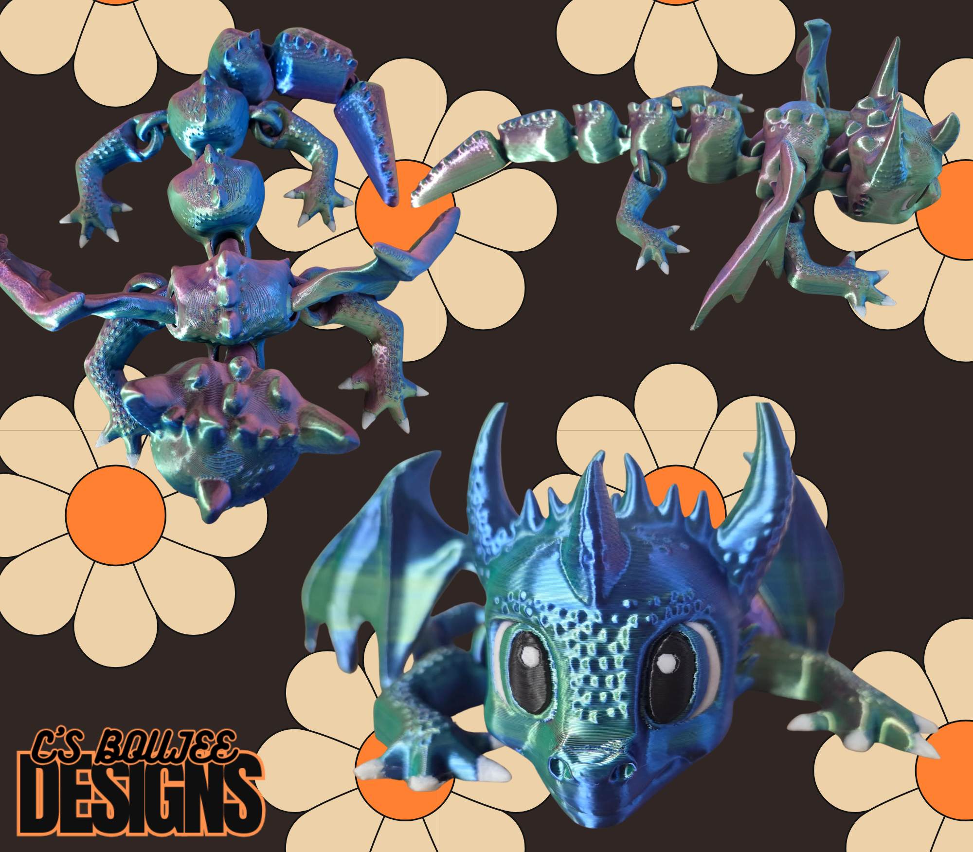 MULTI COLOURED BIG DRAGON 3D PRINT