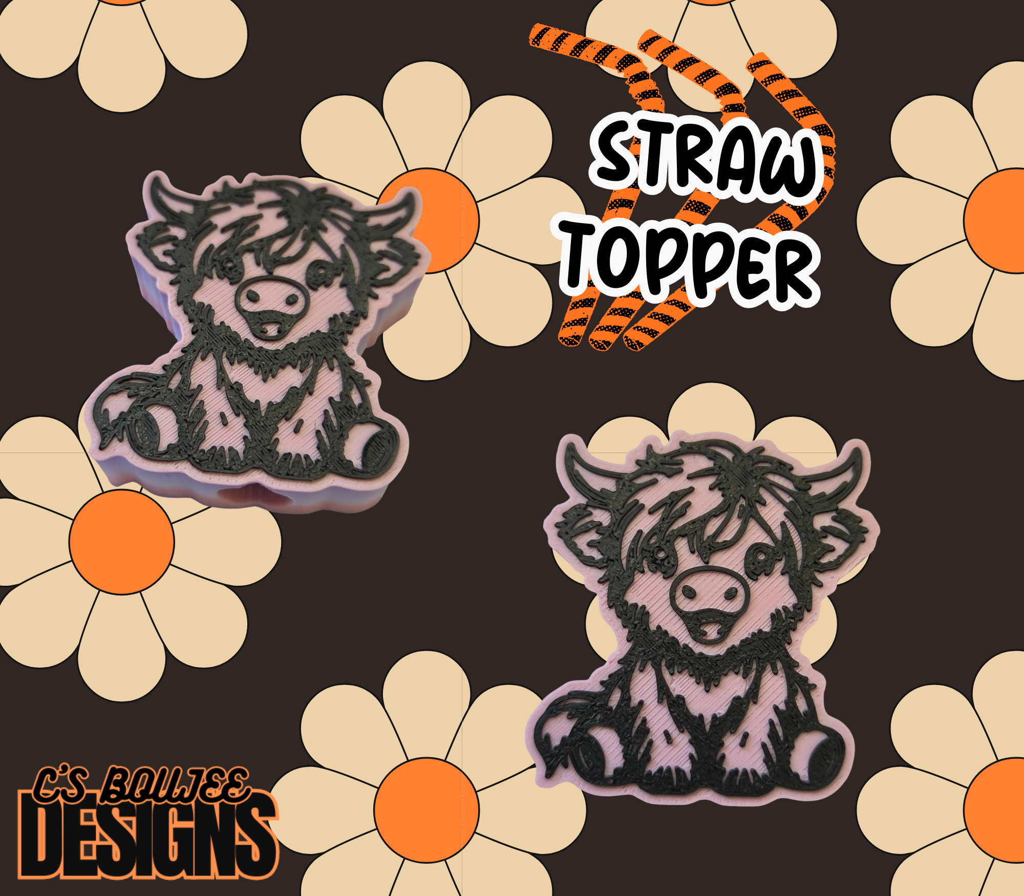 COW STRAW TOPPER 3D PRINT