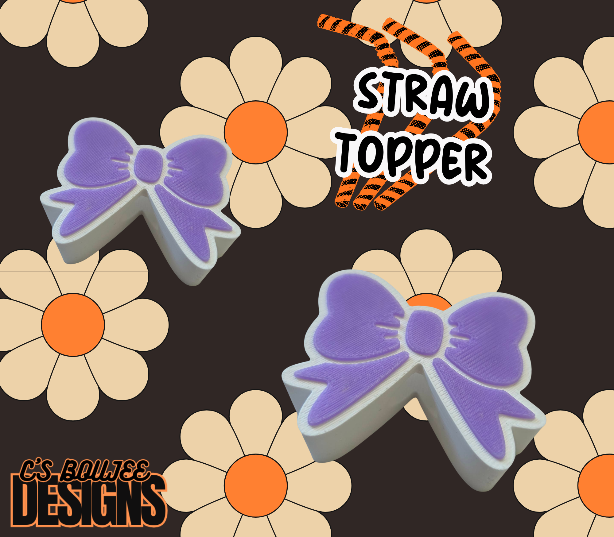 BOW STRAW TOPPER 3D PRINT