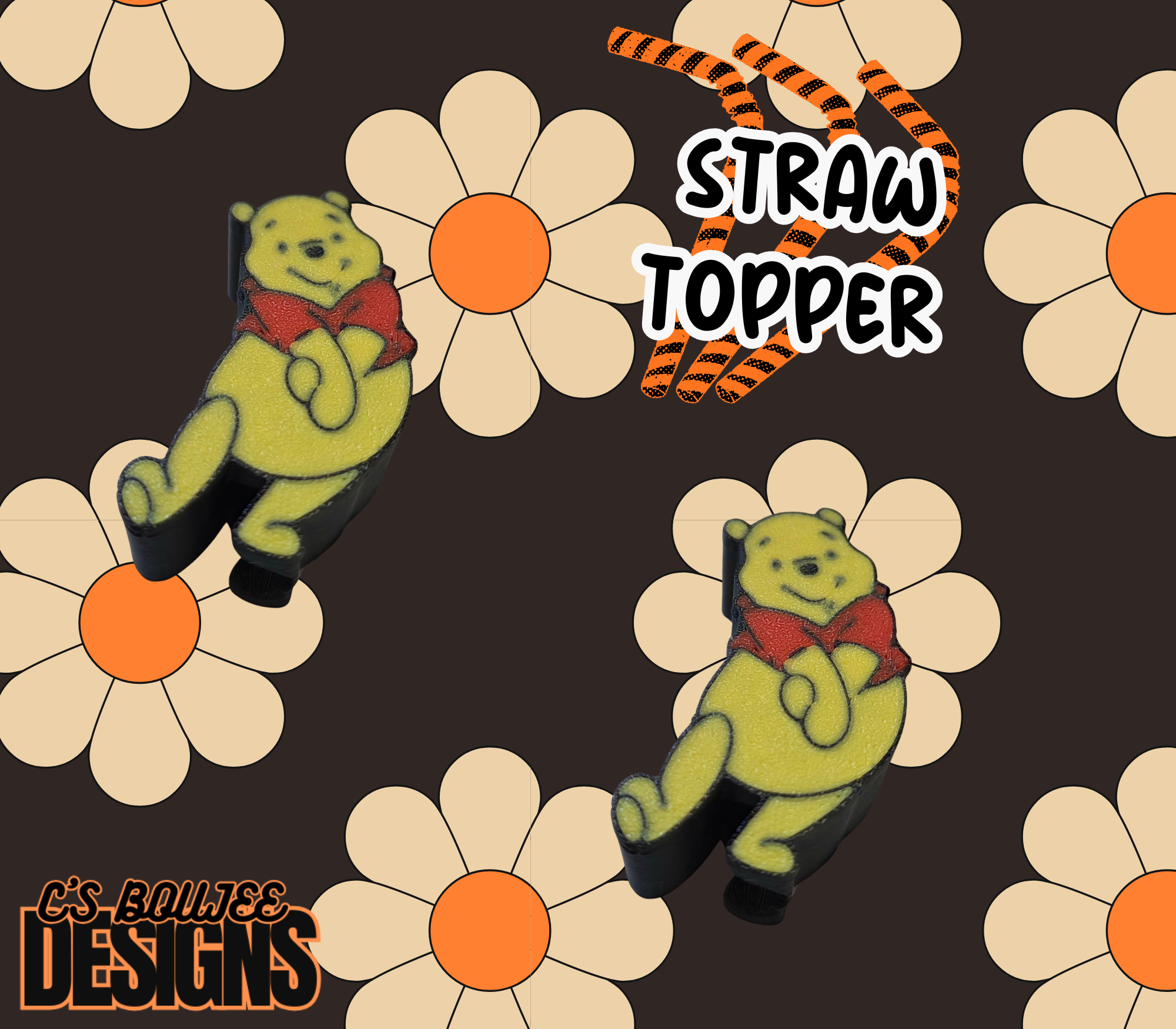 HONEY BEAR STRAW TOPPER 3D PRINT