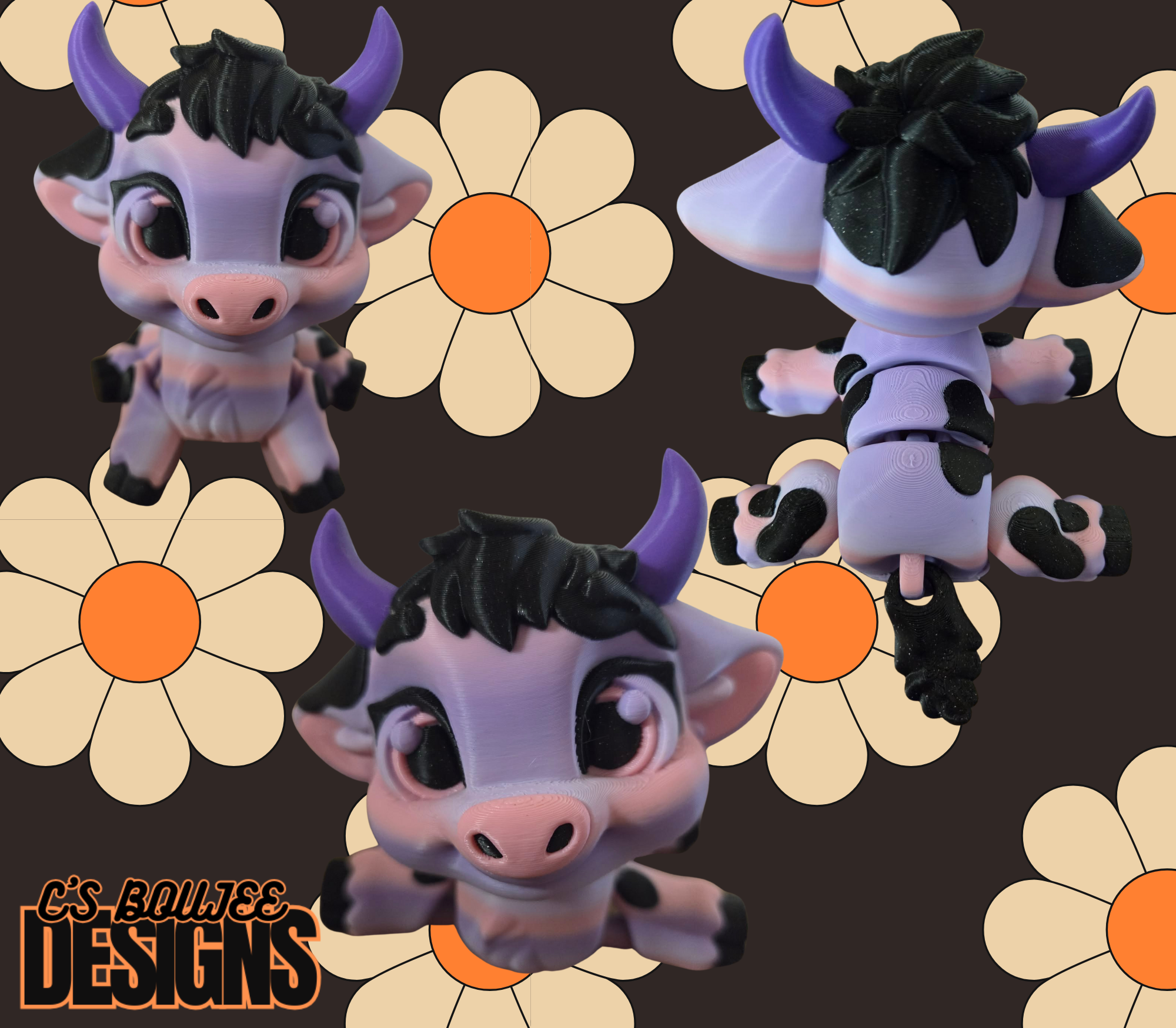 PINK AND PURPLE COW 3D PRINT