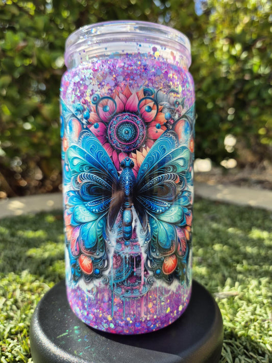 16 OZ ACRYLIC SNOW GLOBE TUMBLER