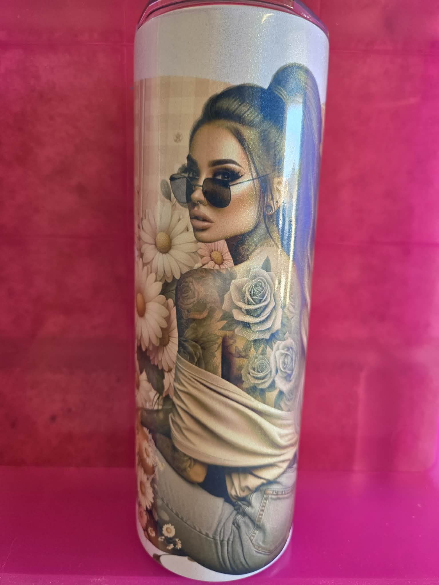 BEIGE GIRL 20oz TUMBLER GLITTERED